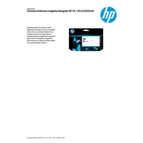 Cartuccia inkjet ink pigmentato 70 HP magenta C9453A